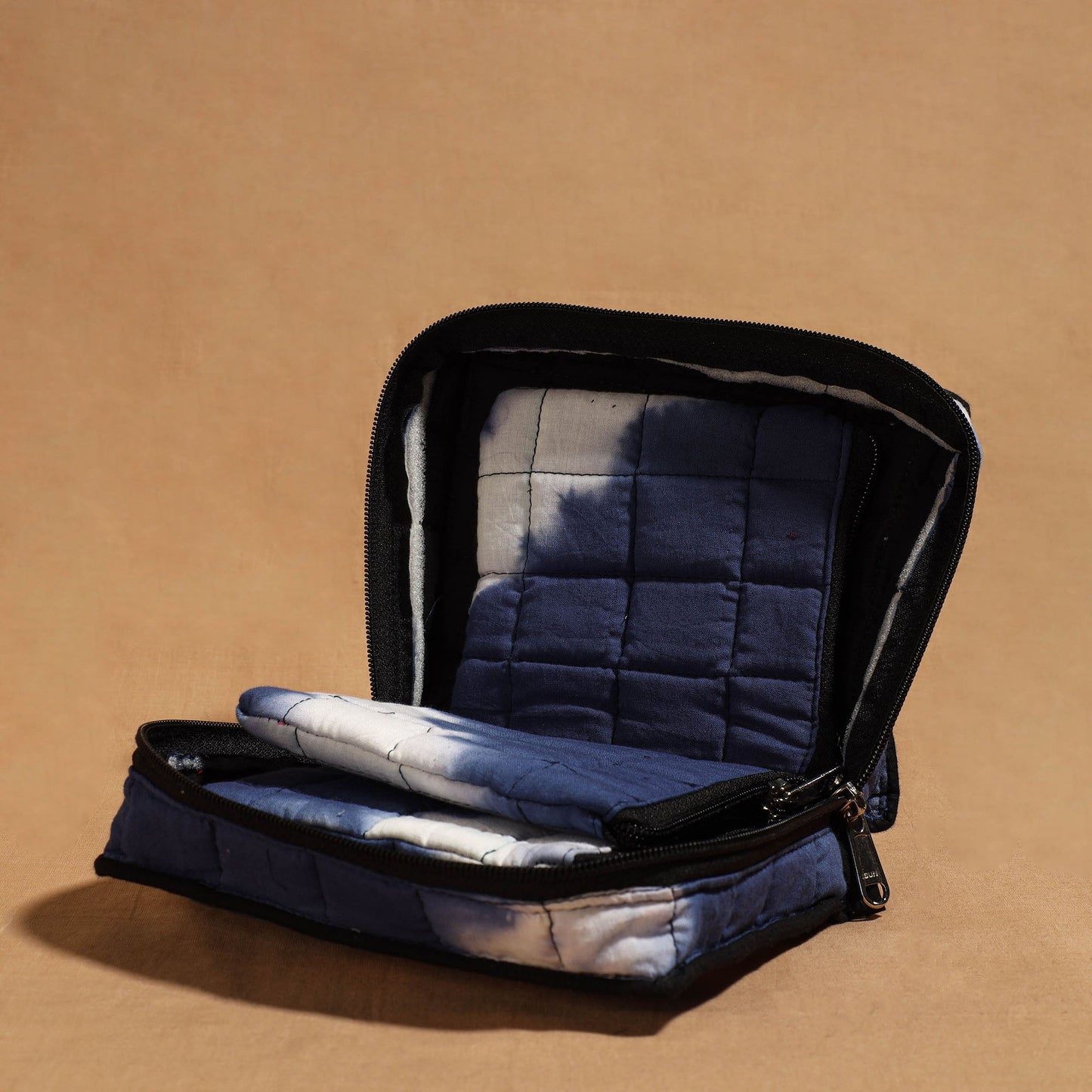 Blue Handmade 4 Pockets Cotton Jewelry Bag