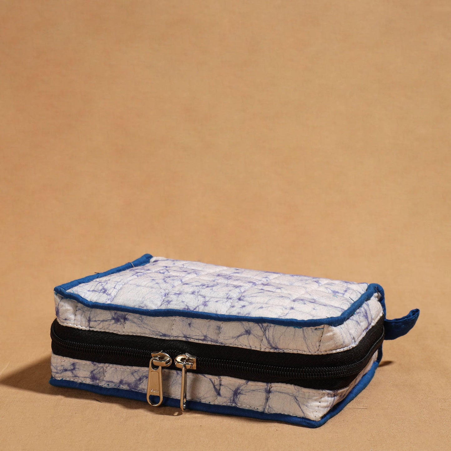 Blue Handmade 4 Pockets Cotton Jewelry Bag