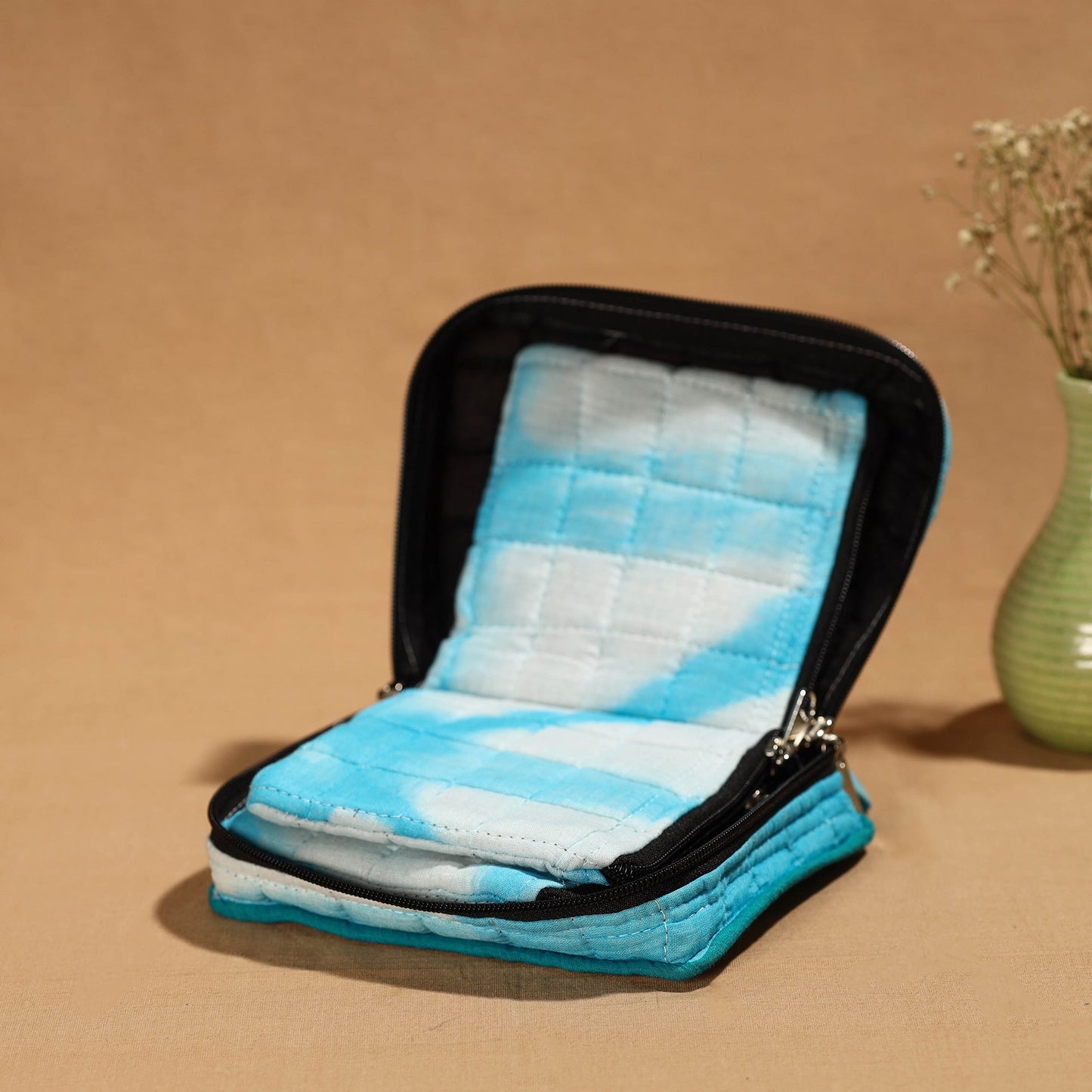 Blue Handmade Cotton Jewelry Bag - 4 Pockets