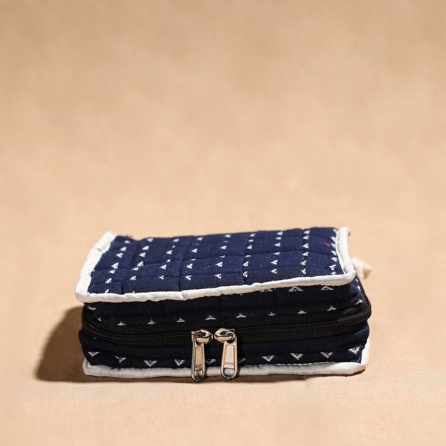 Blue Handmade 4 Pockets Cotton Jewelry Bag