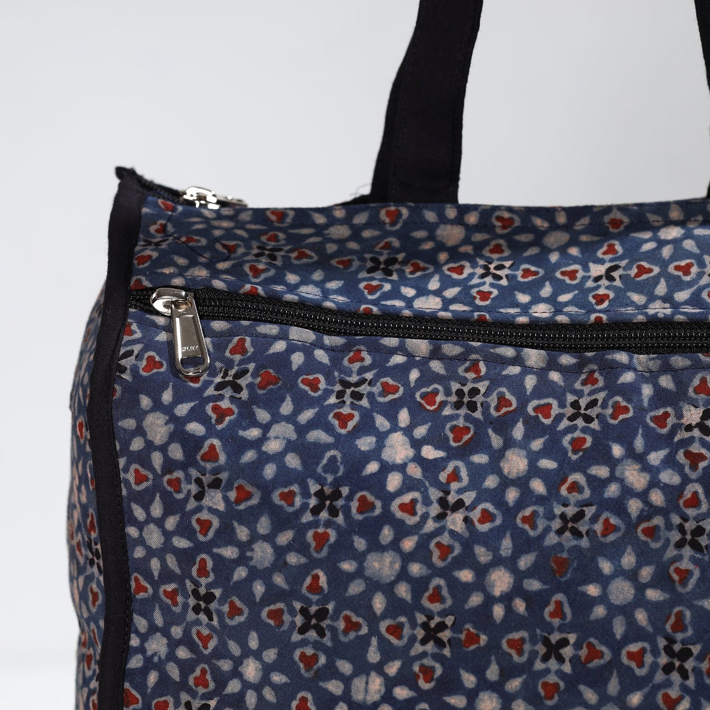 Blue Handmade Ajrakh Block Printed Cotton Shopping Bag 01