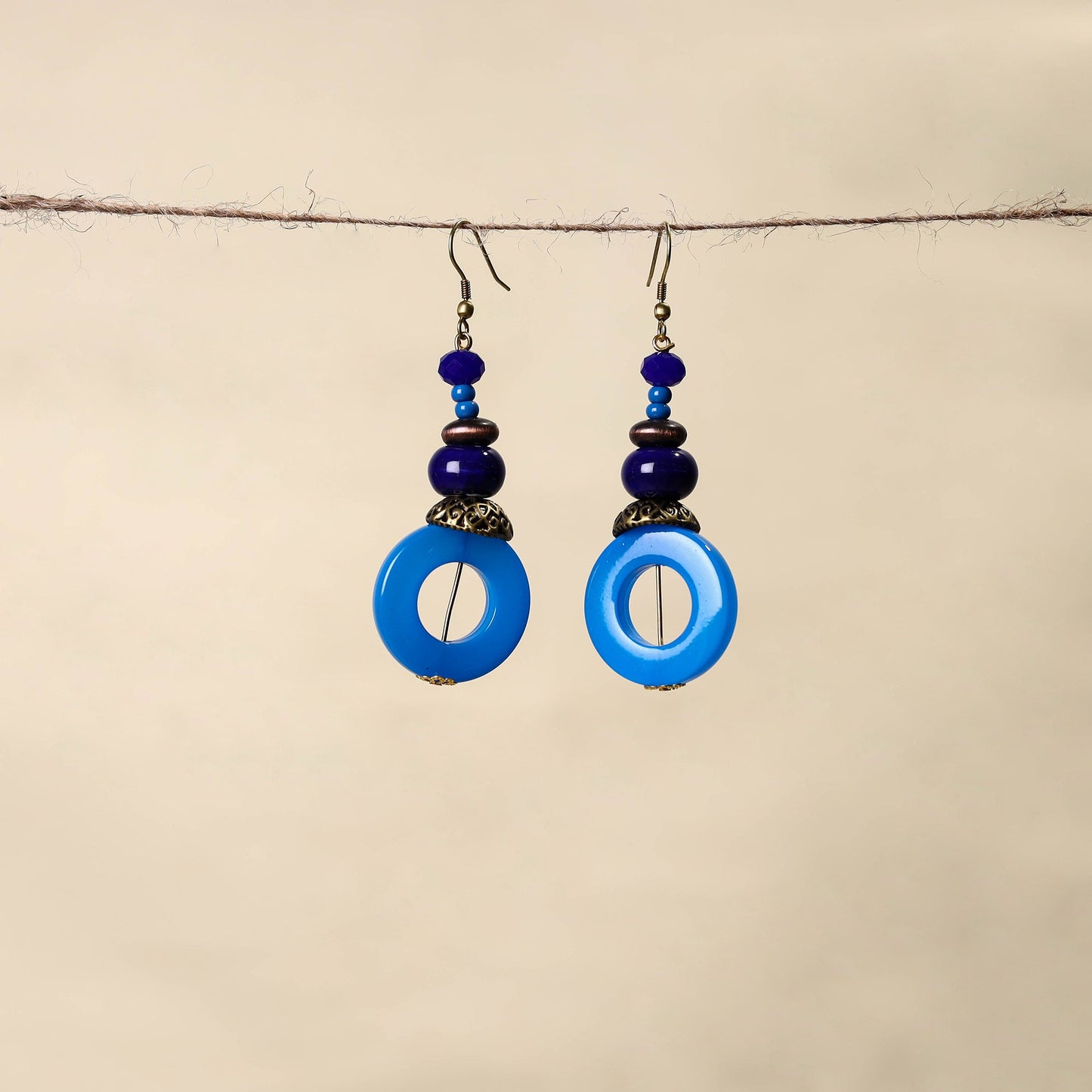 Blue - handmade beaded earrings 66 - handcrafted