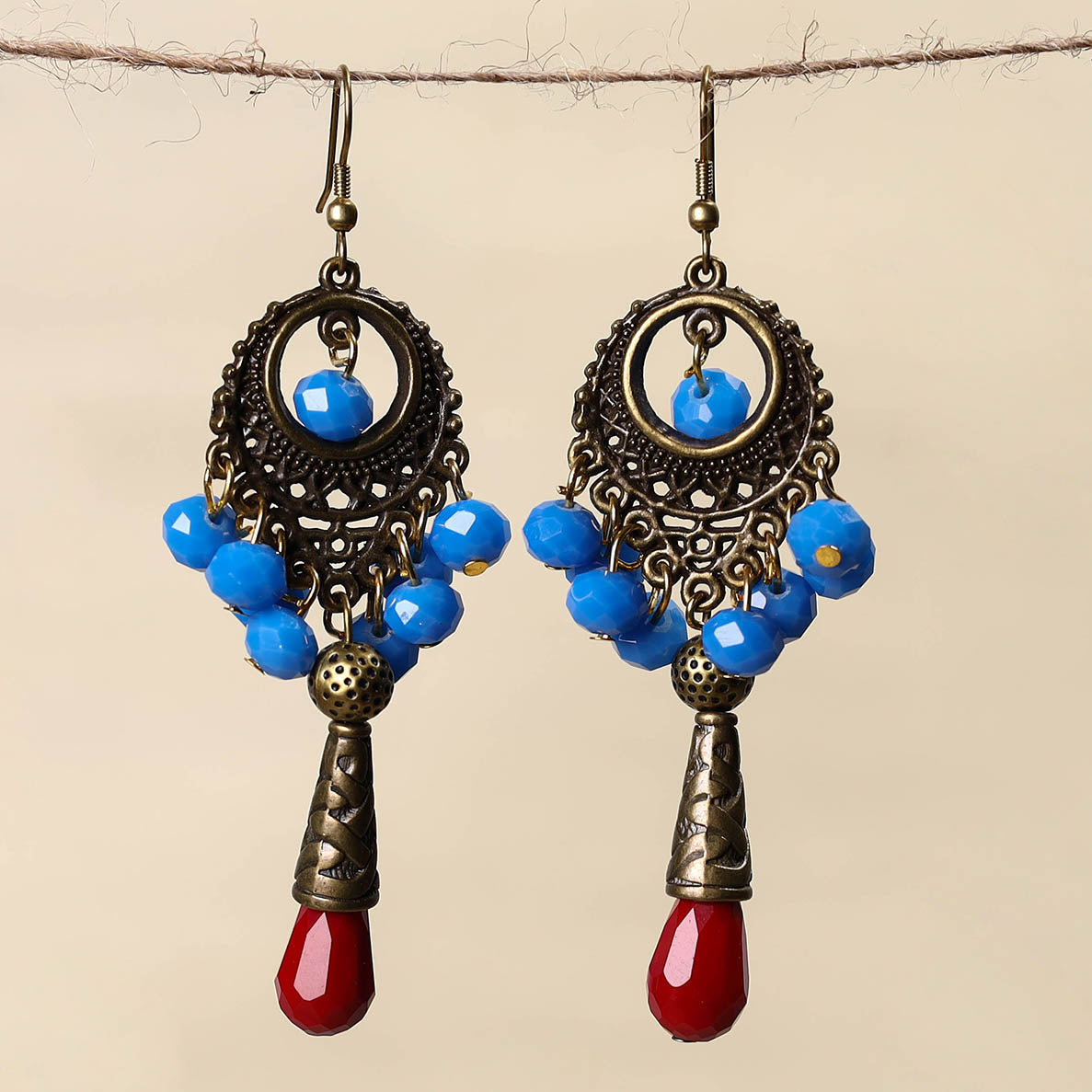 Blue - handmade beaded earrings 83 - handcrafted