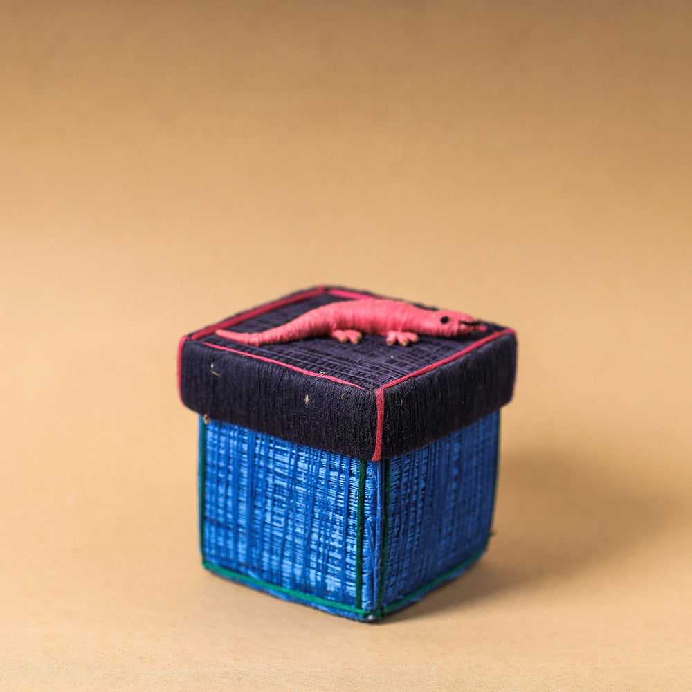 Blue Handmade Coir Jewelry Box - Lizard