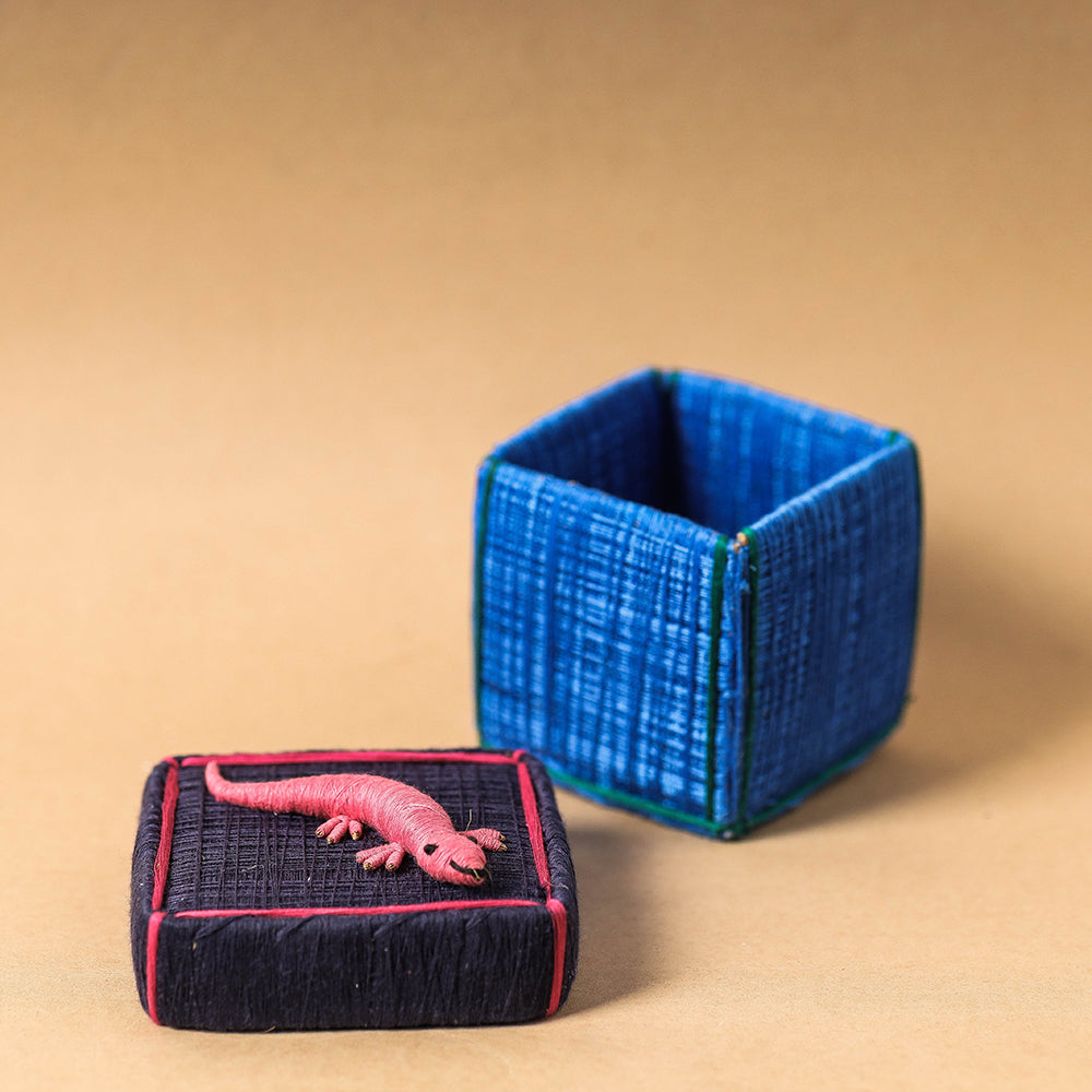 Blue Handmade Coir Jewelry Box - Lizard