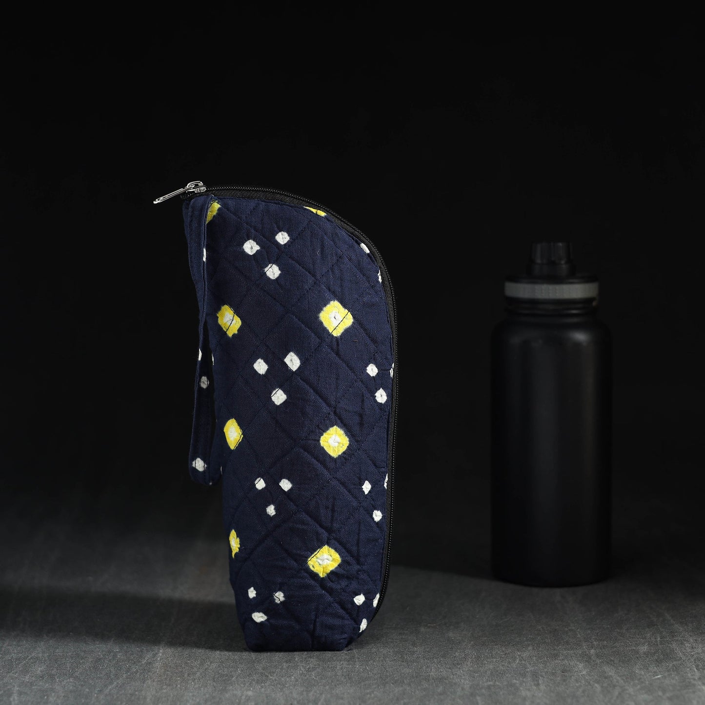 Blue Handmade Cotton 1L Water Bottle Cover