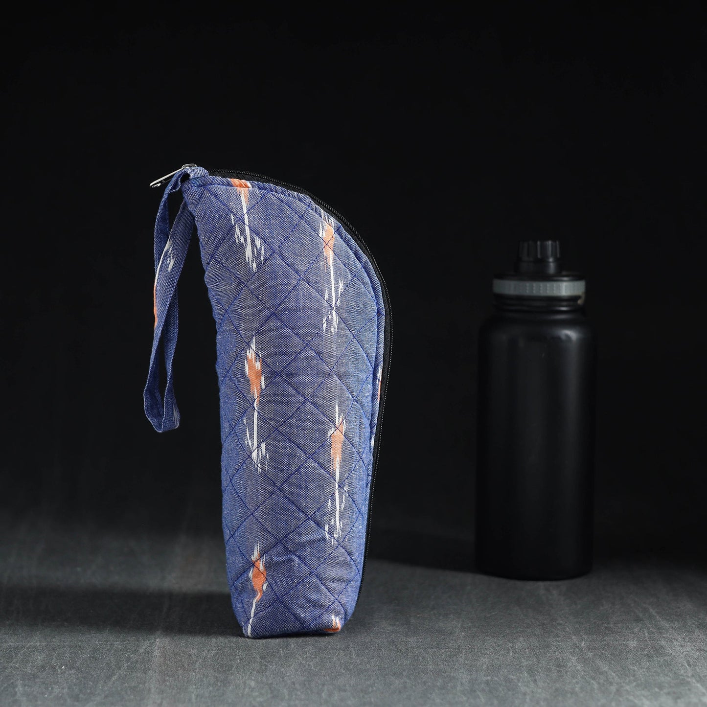 Blue Handmade Cotton 1L Water Bottle Cover