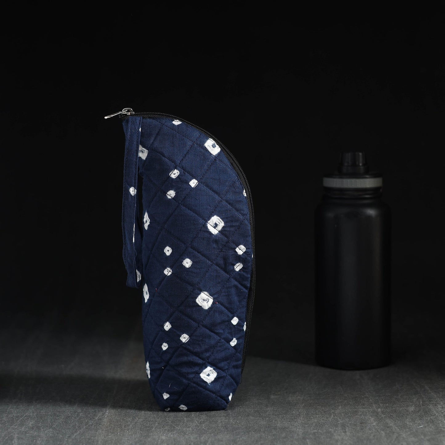 Blue Handmade Cotton 1L Water Bottle Cover