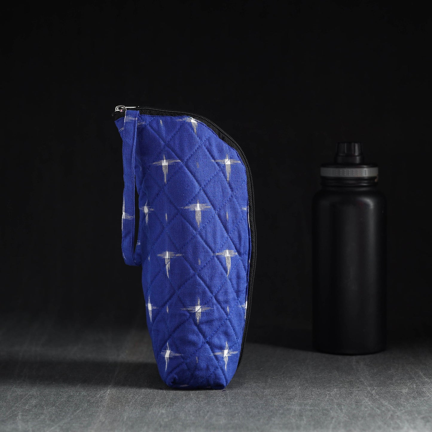 Blue Handmade Cotton 1L Water Bottle Cover