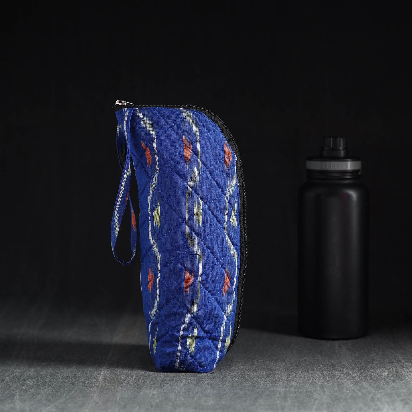 Blue Handmade Cotton 1L Water Bottle Cover