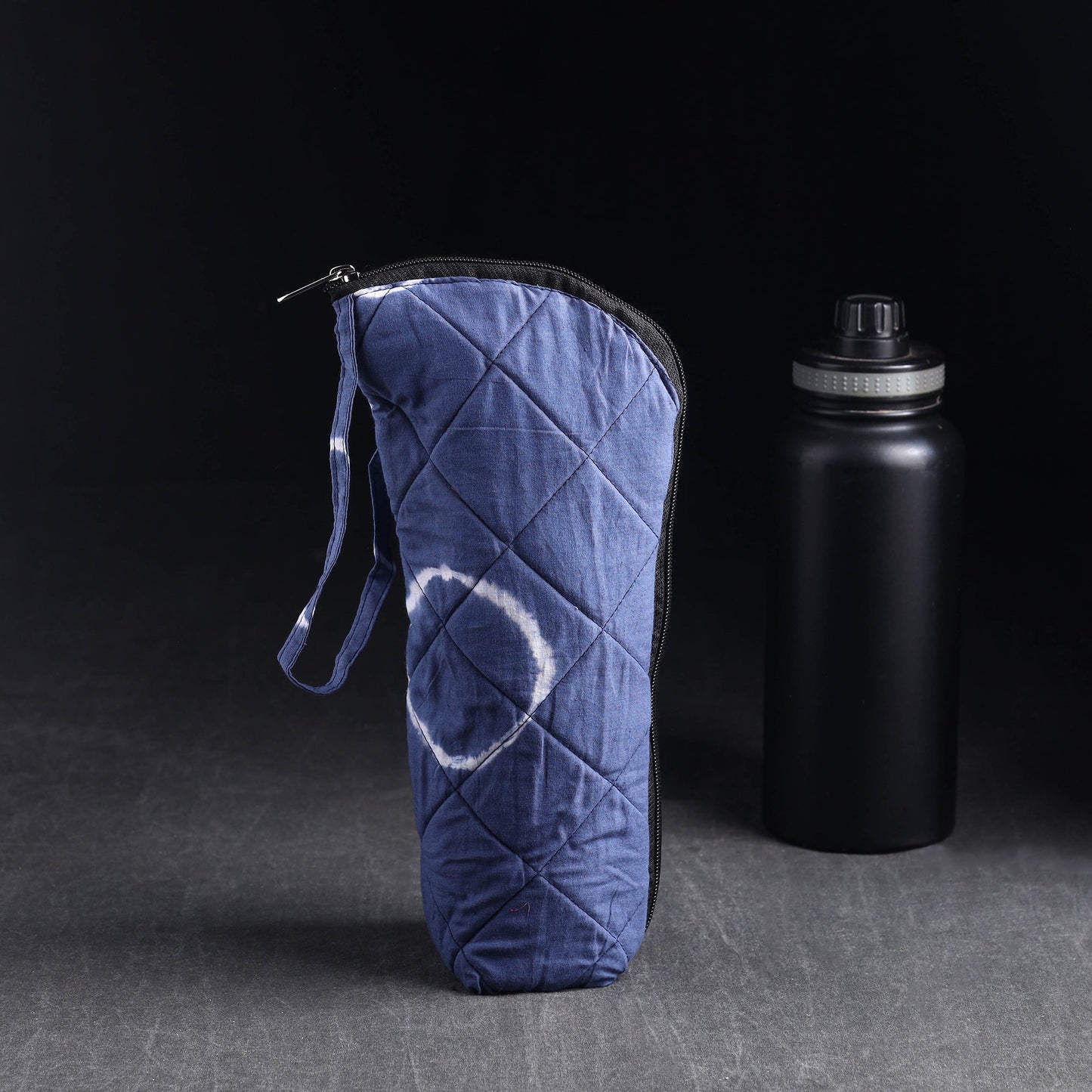 Blue Handmade Cotton 1L Water Bottle Cover