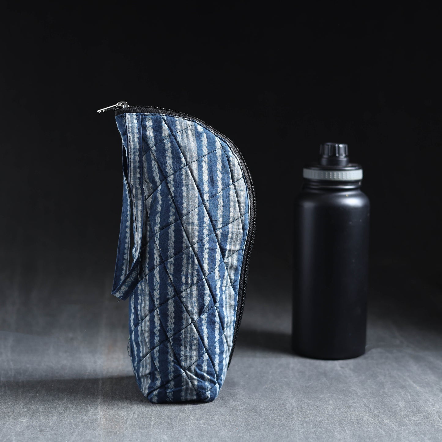 Blue Handmade Cotton 1L Water Bottle Cover