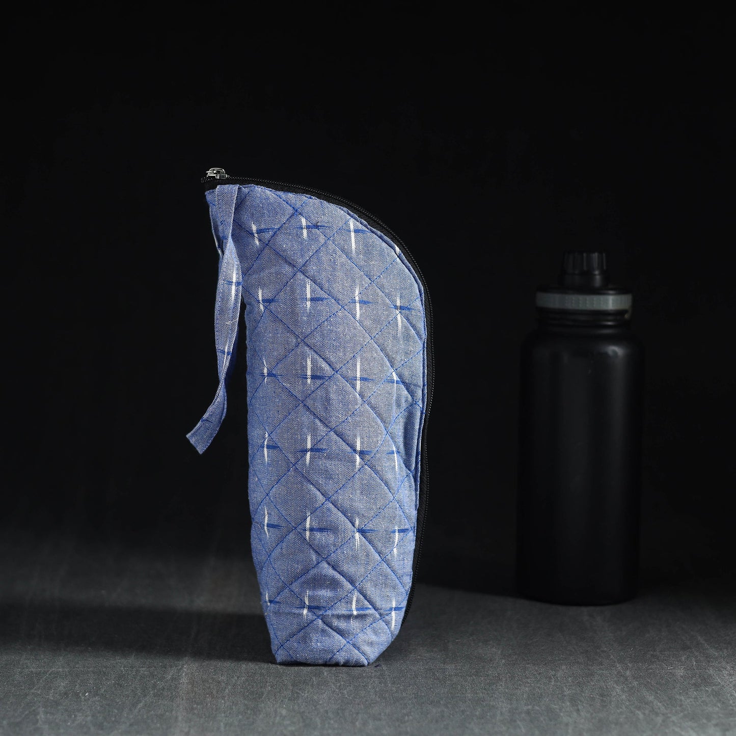 Blue Handmade Cotton 1L Water Bottle Cover