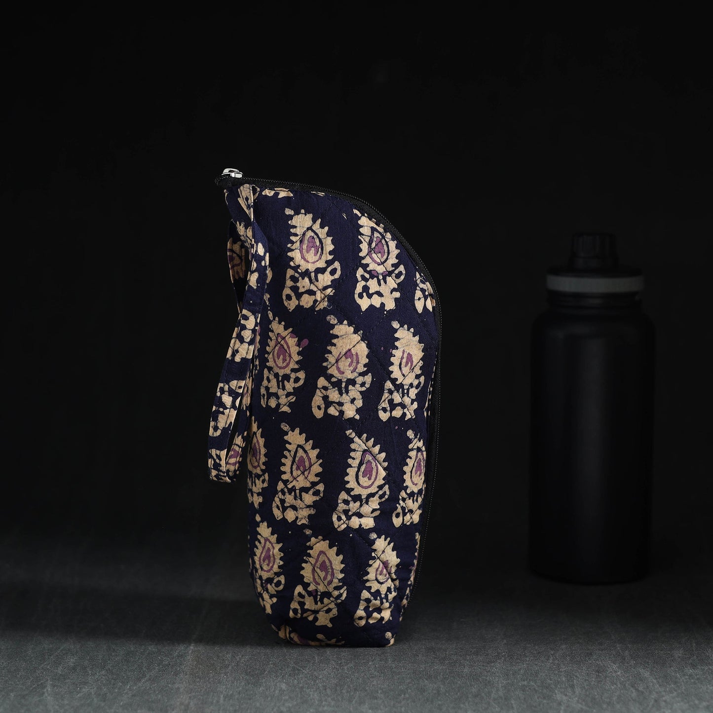 Blue Handmade Cotton 1L Water Bottle Cover