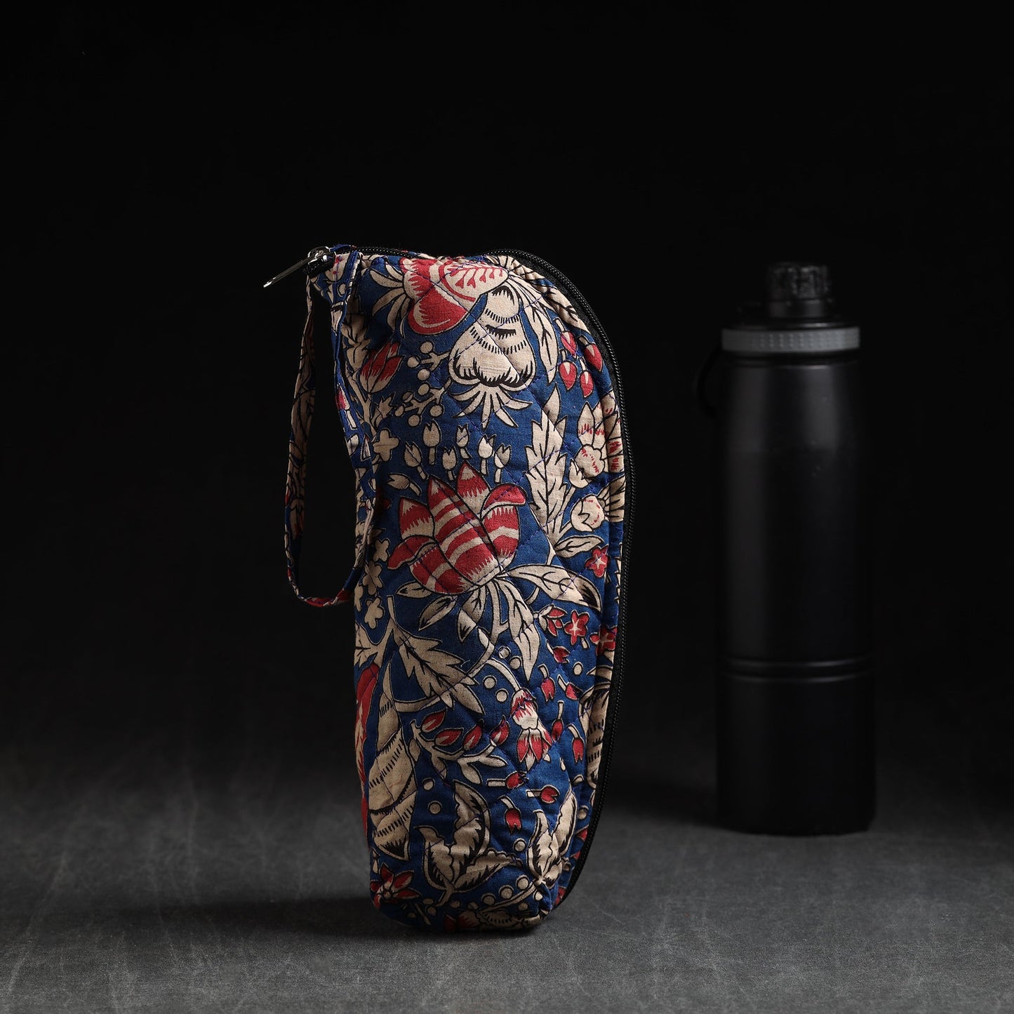 Blue Handmade Cotton 1L Water Bottle Cover