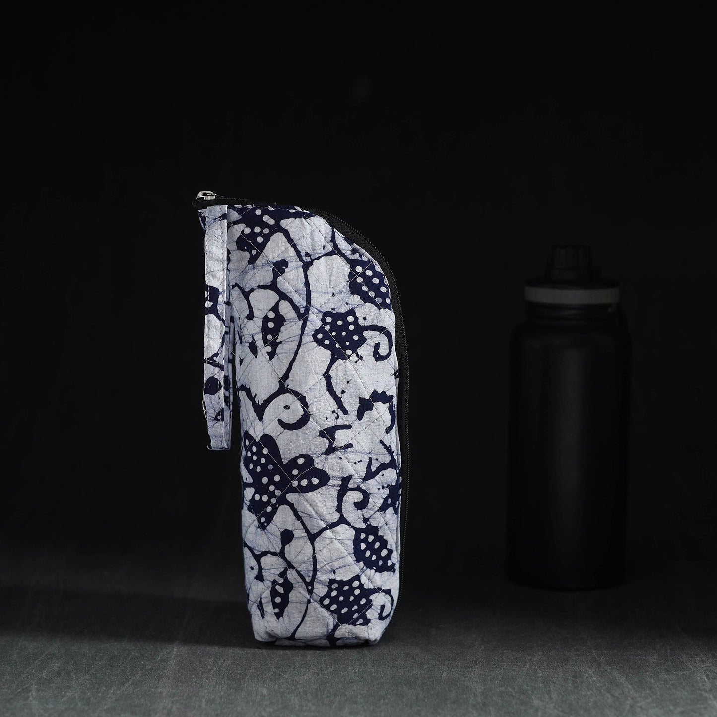 Blue Handmade Cotton 1L Water Bottle Cover
