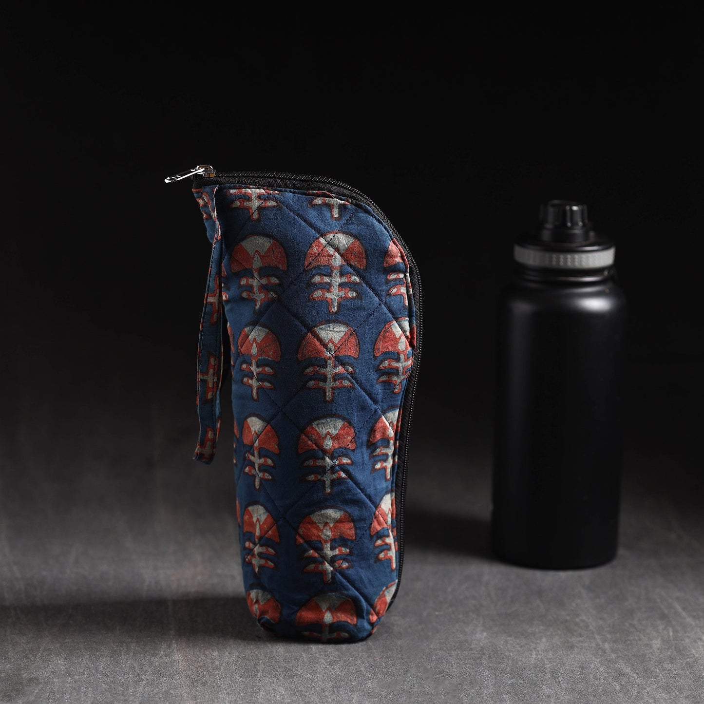 Blue Handmade Cotton 1L Water Bottle Cover