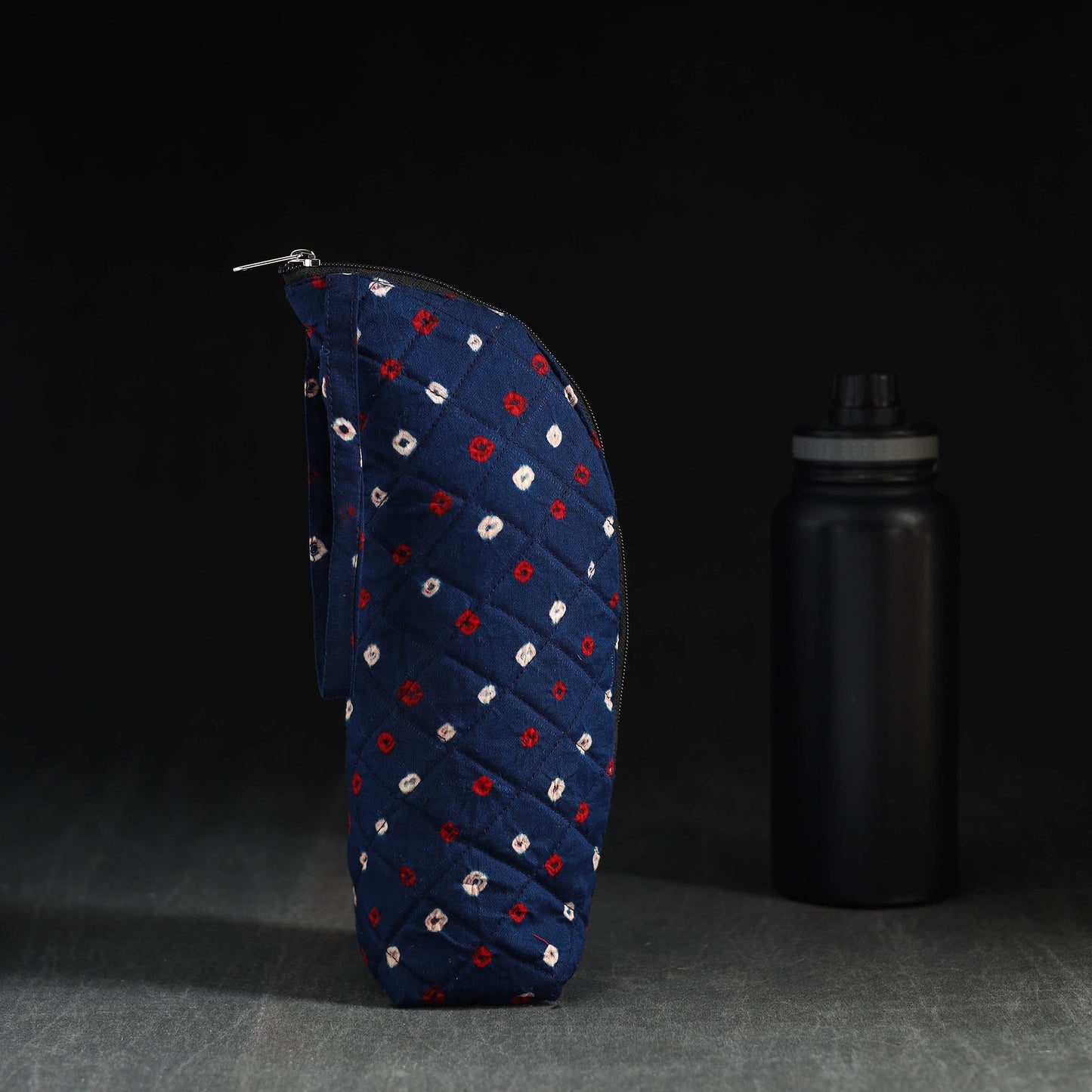 Blue Handmade Cotton 1L Water Bottle Cover