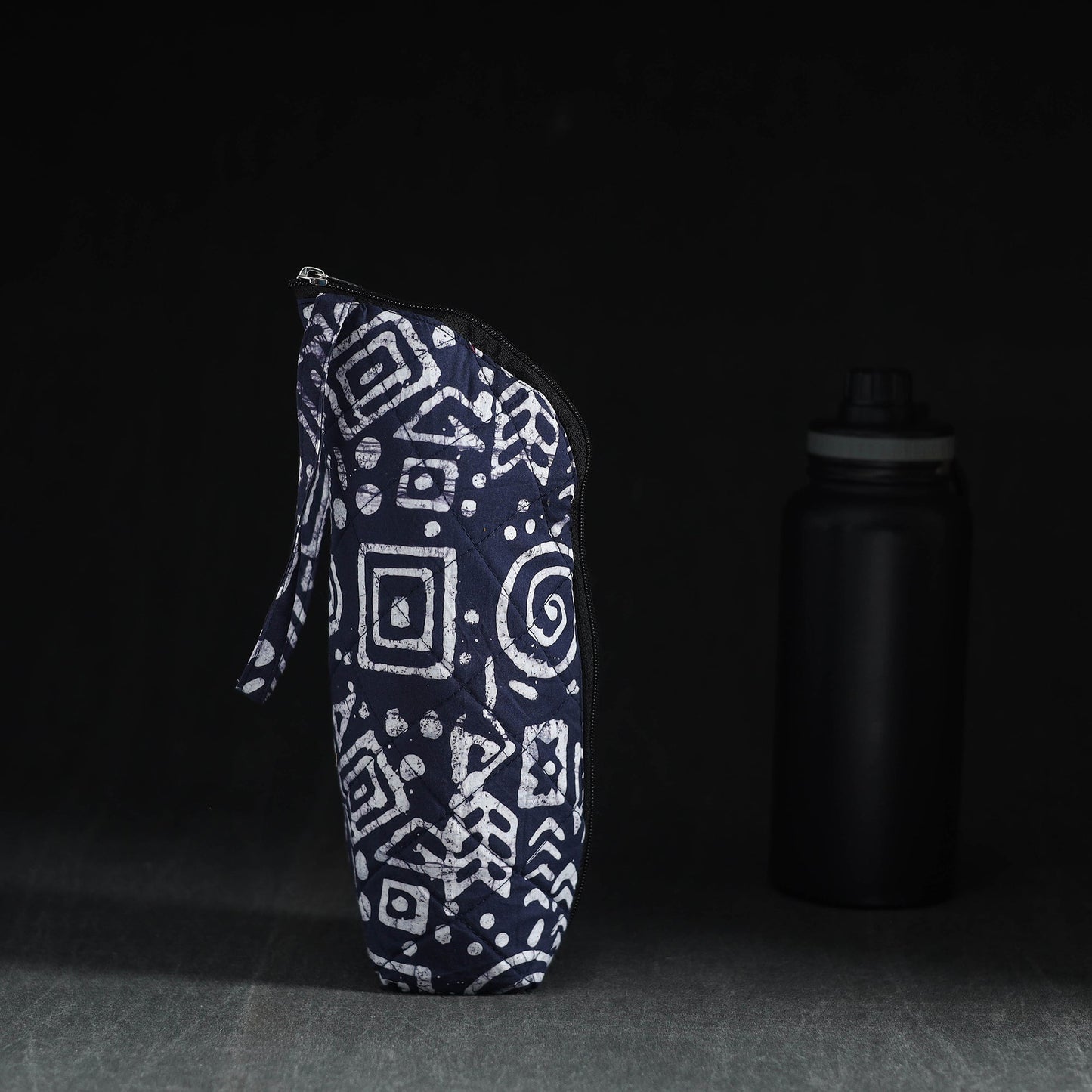 Blue Handmade Cotton 1L Water Bottle Cover