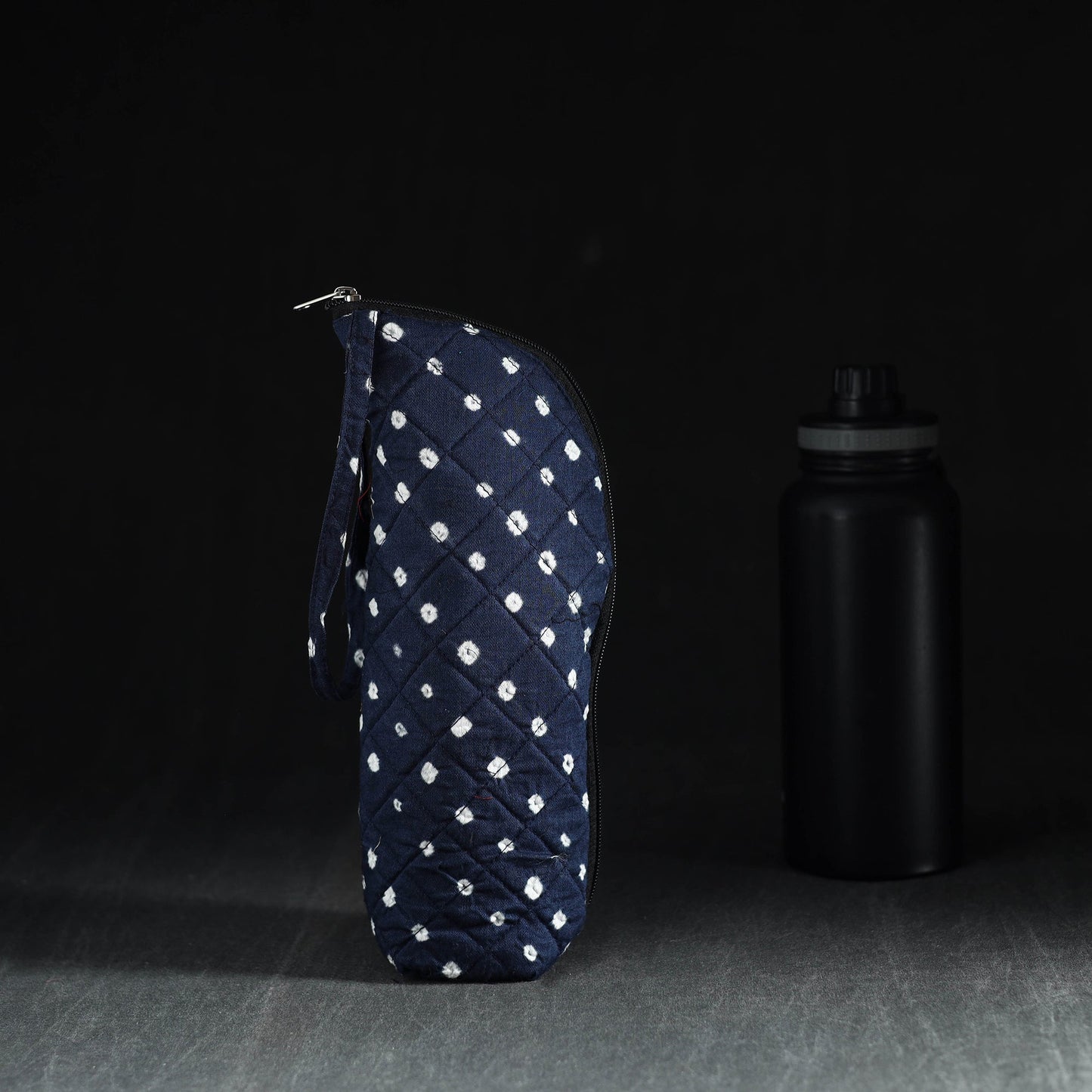 Blue Handmade Cotton 1L Water Bottle Cover