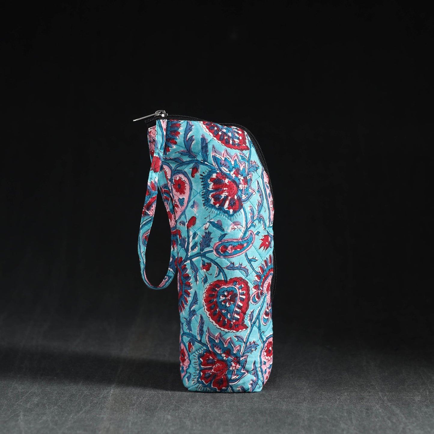 Blue Handmade Cotton 1L Water Bottle Cover