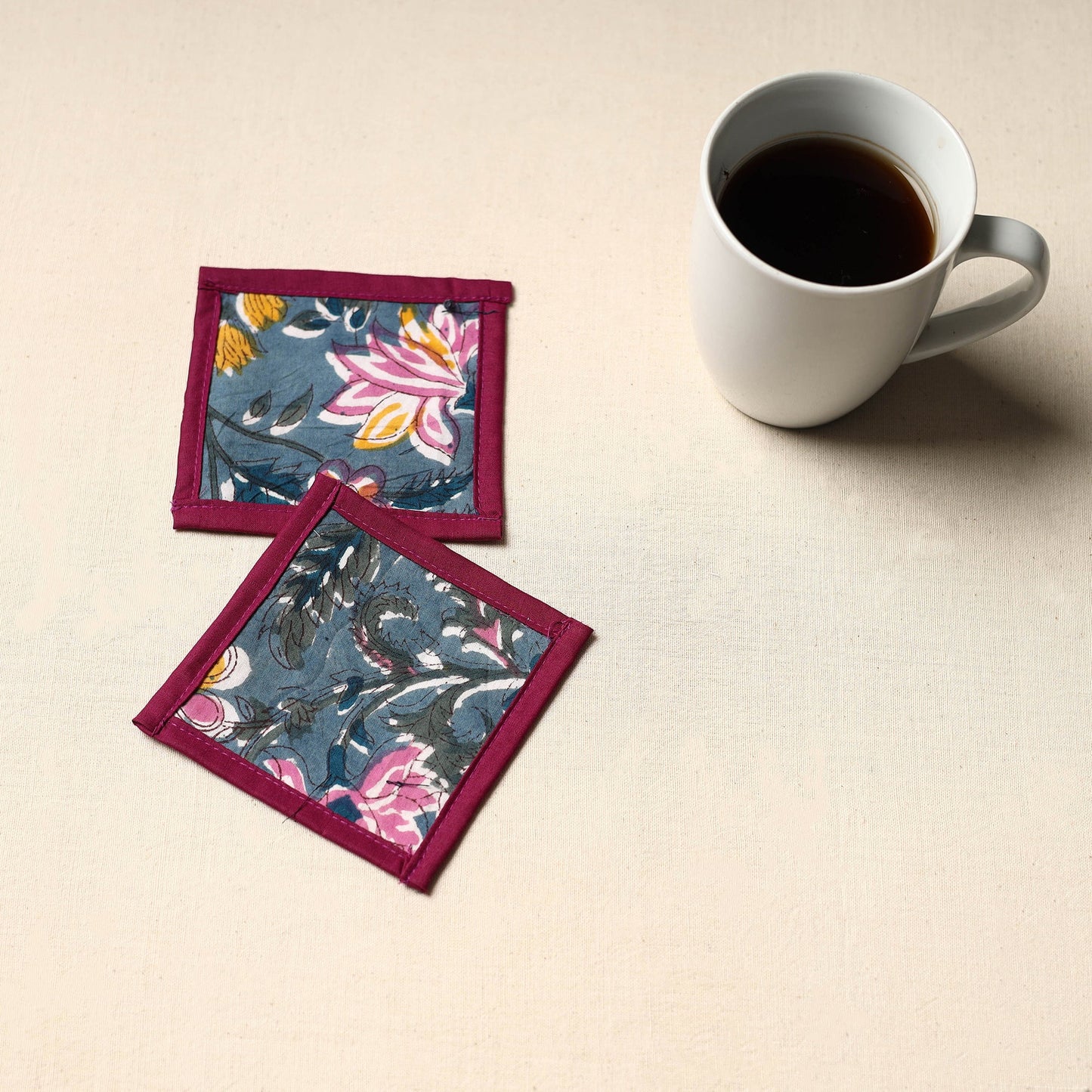 Blue Handmade Cotton Coasters (Set of 2)