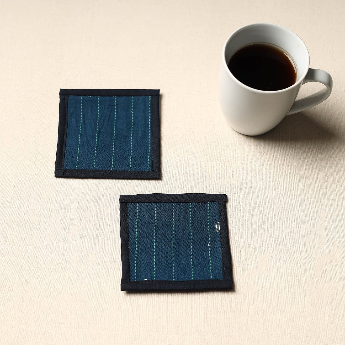 Blue Handmade Cotton Coasters (Set of 2)