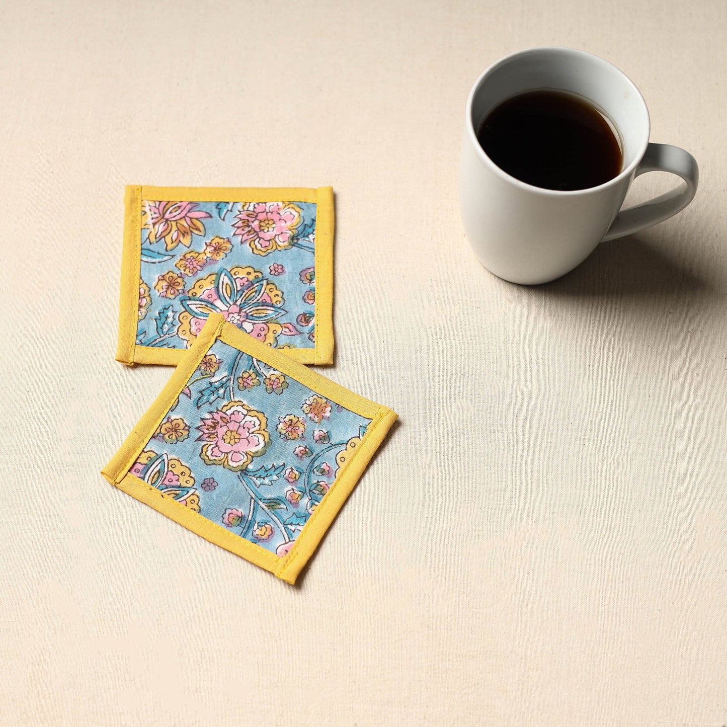 Blue Handmade Cotton Coasters (Set of 2)