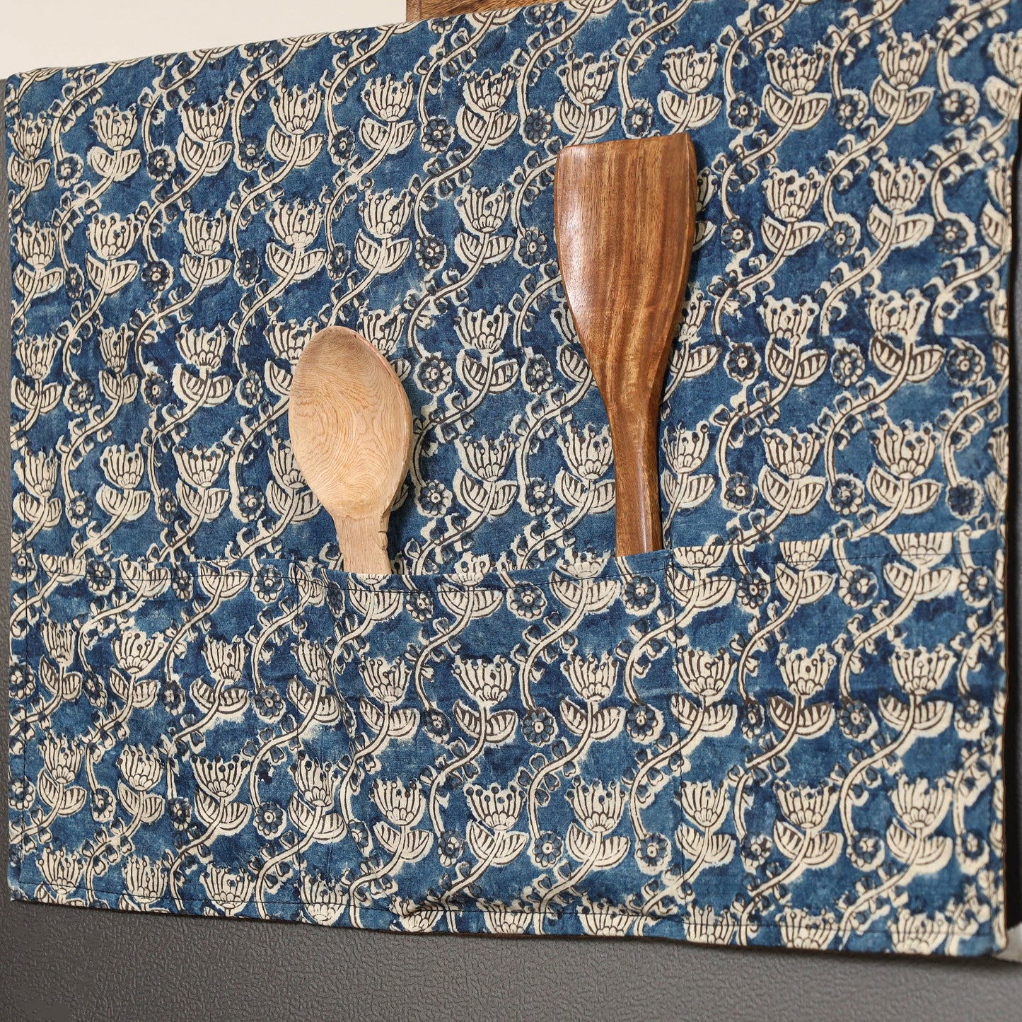 Blue - handmade cotton fridge top cover with multiple