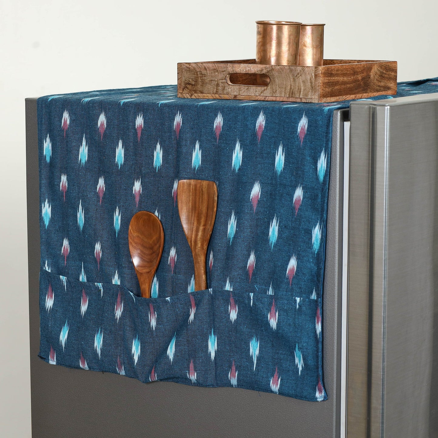 Handmade Cotton Fridge Top Cover with Multiple Pockets 04 Online l iTokri.com