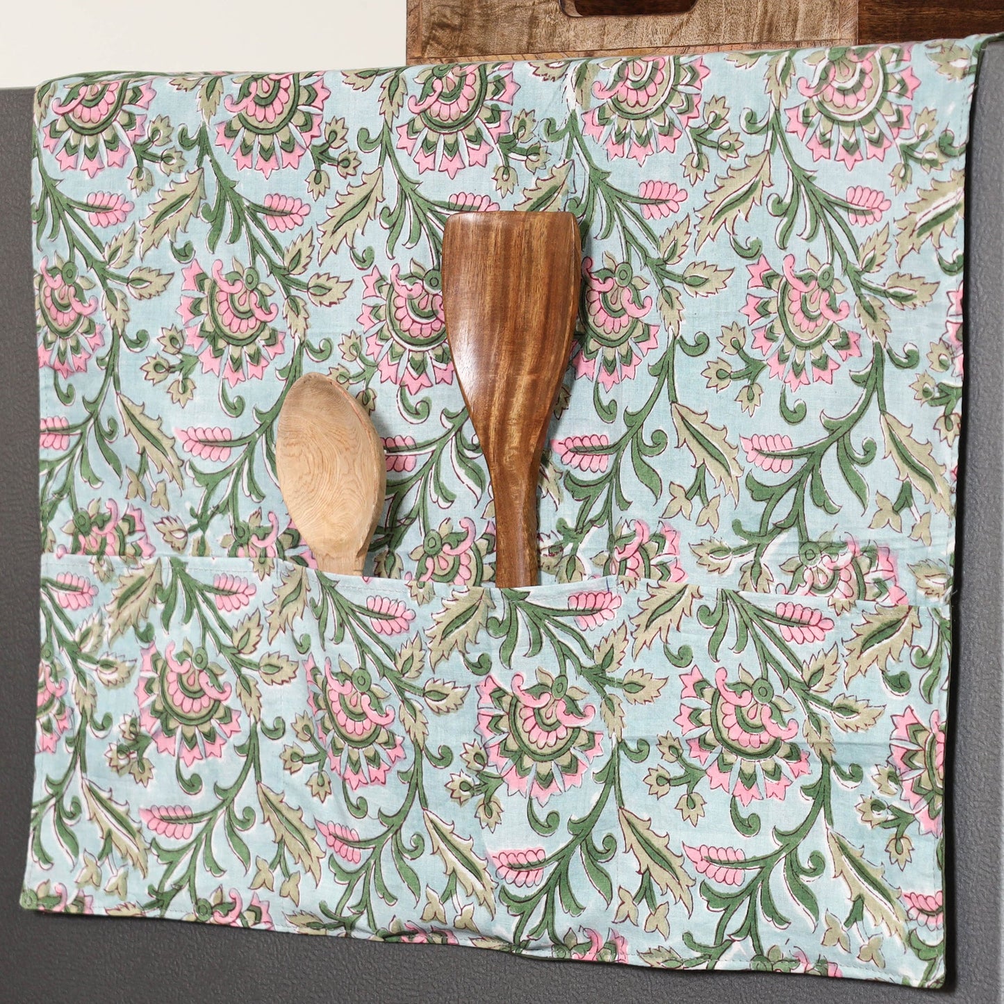 Blue - handmade cotton fridge top cover with multiple