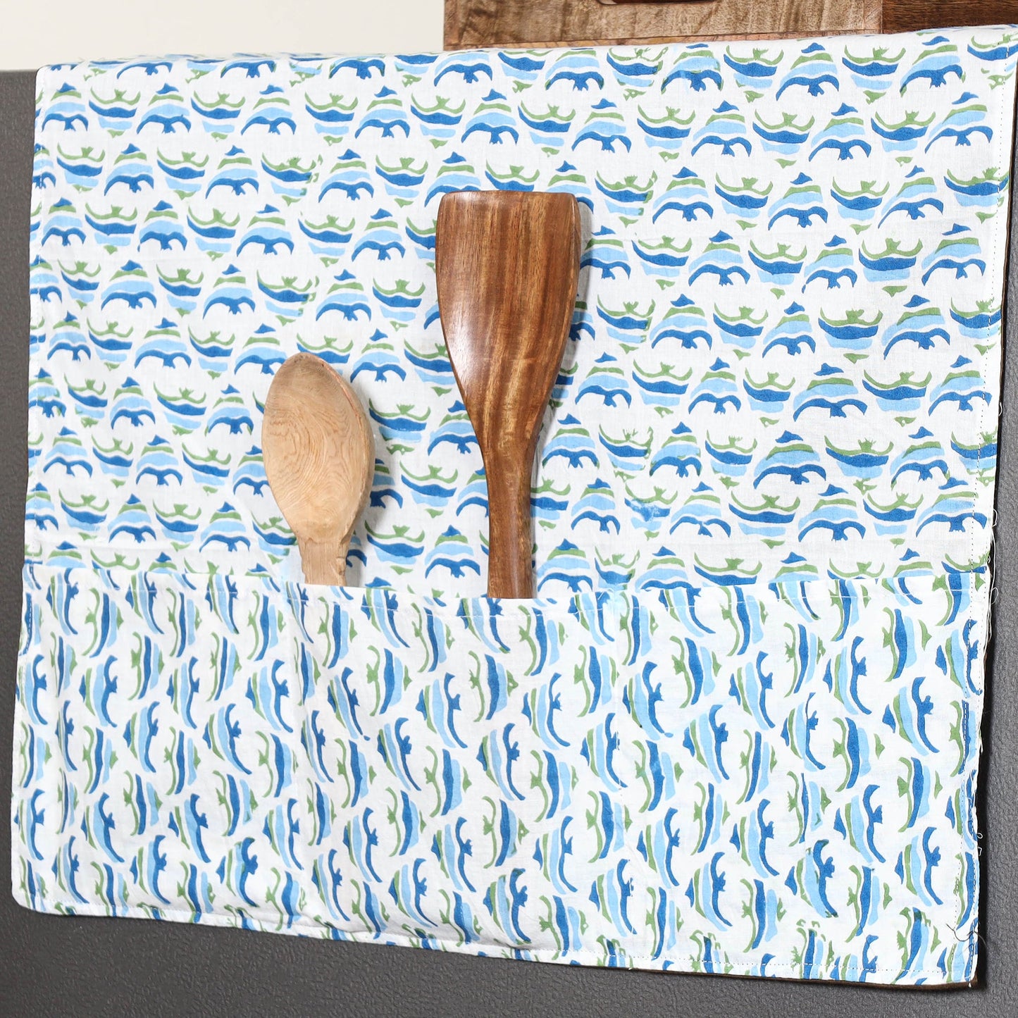 Blue - handmade cotton fridge top cover with multiple