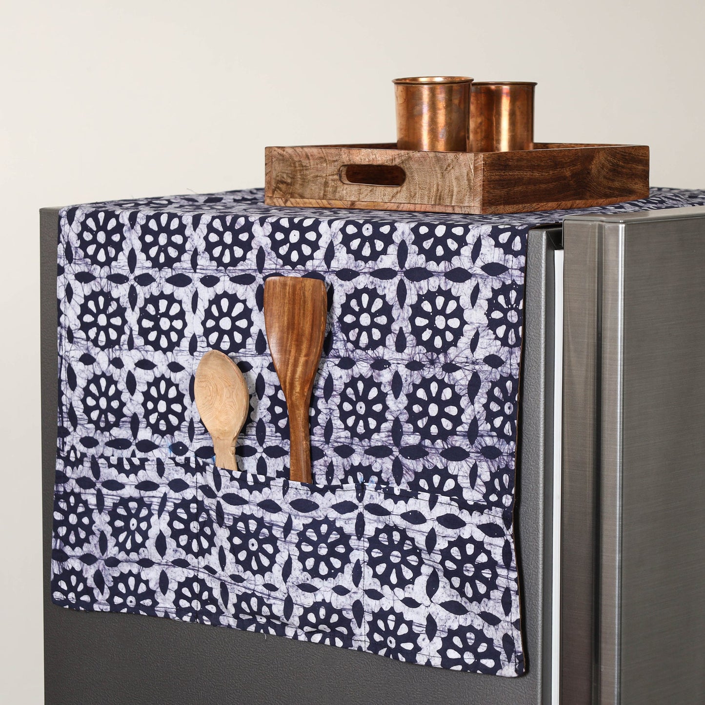 Handmade Cotton Fridge Top Cover with Multiple Pockets 06