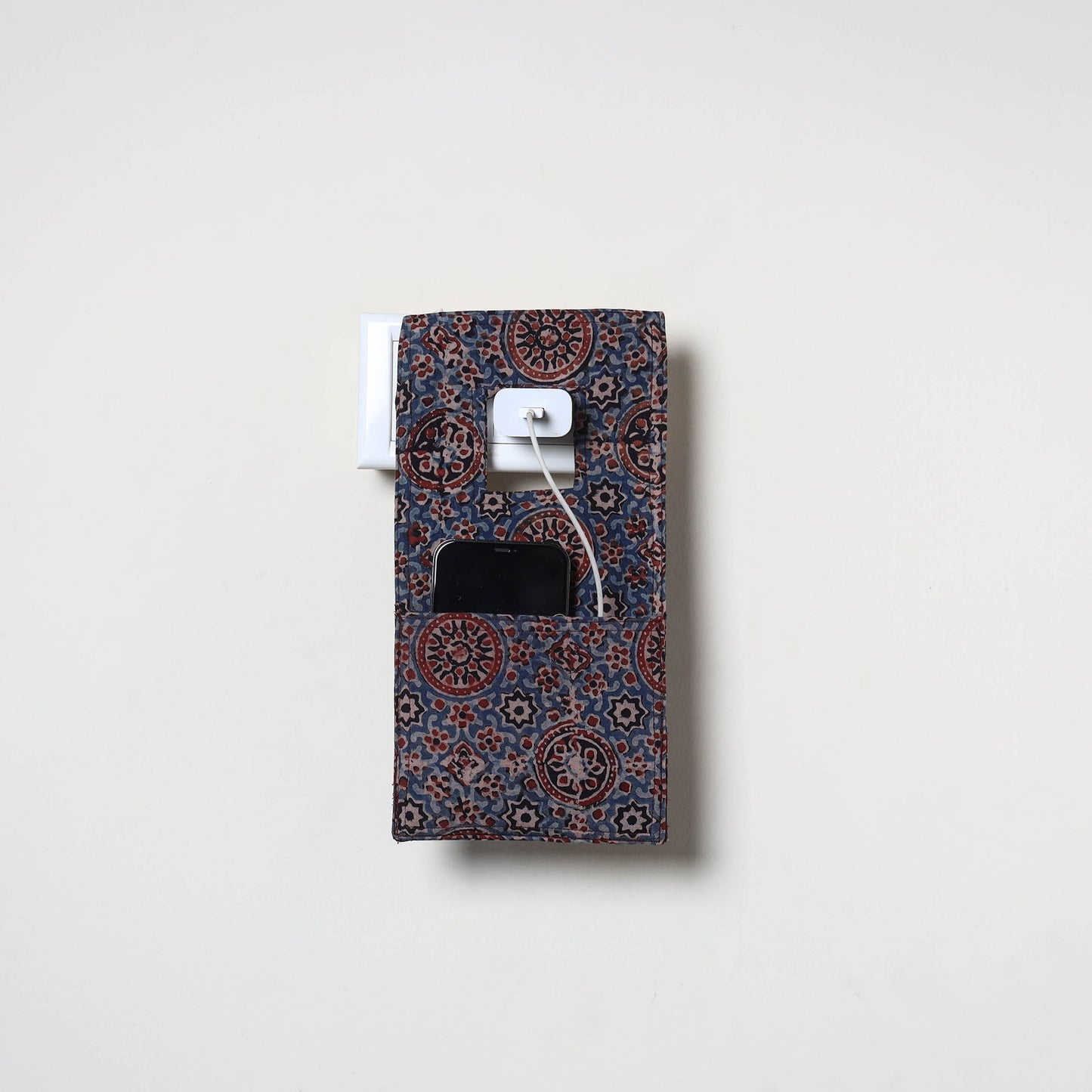 Blue Handmade Cotton Mobile Charging Holder