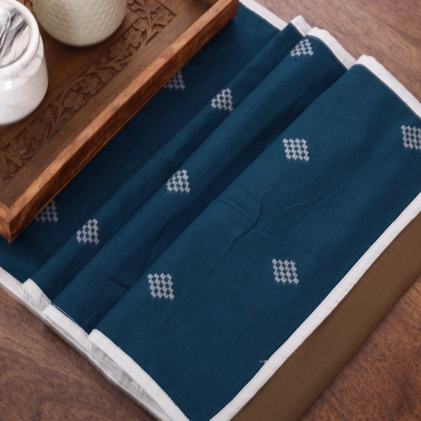 Blue Handmade Cotton Table Runner