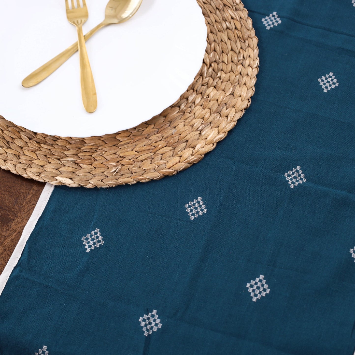 Blue Handmade Cotton Table Runner