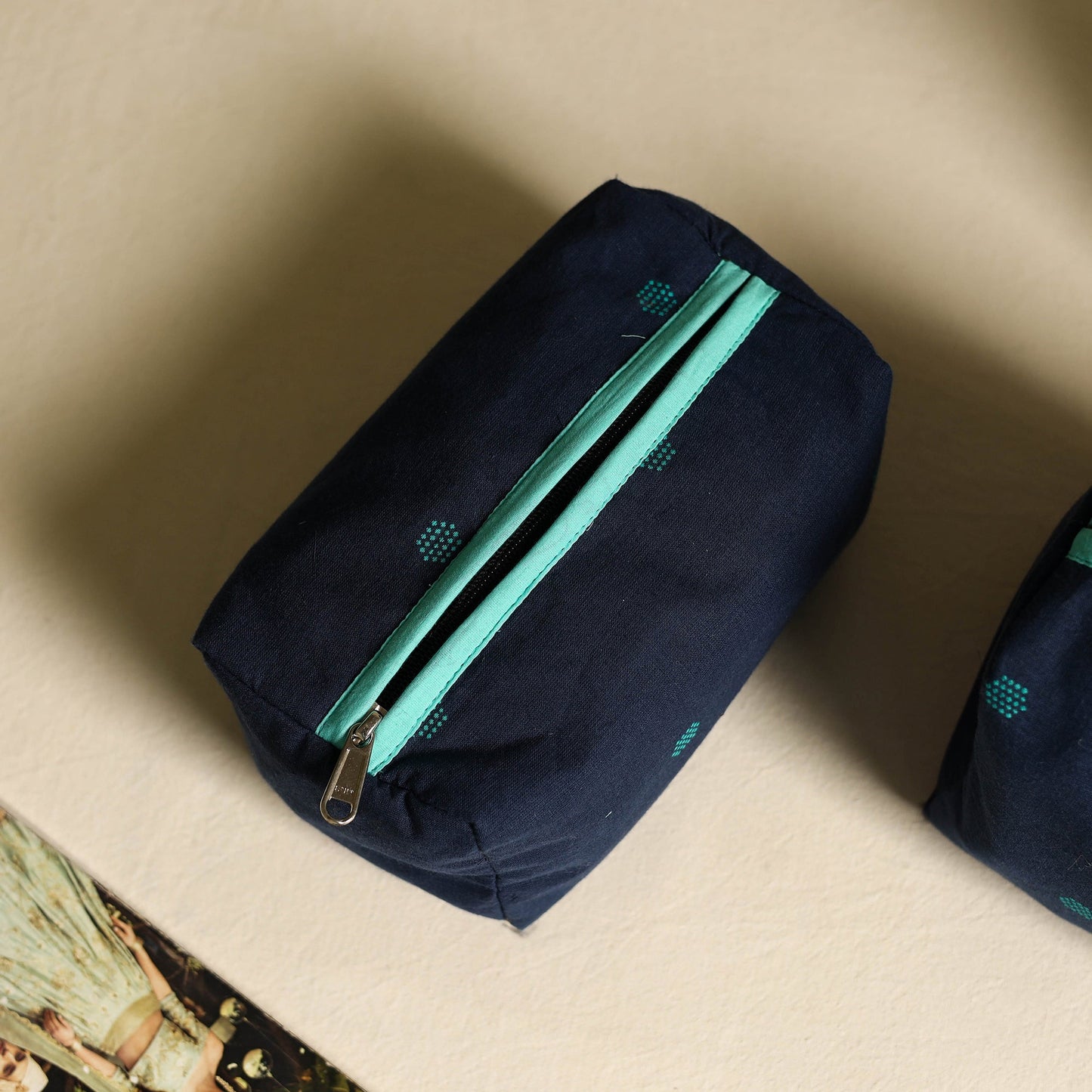 Blue Handmade Cotton Toiletry Bags (Set of 3)