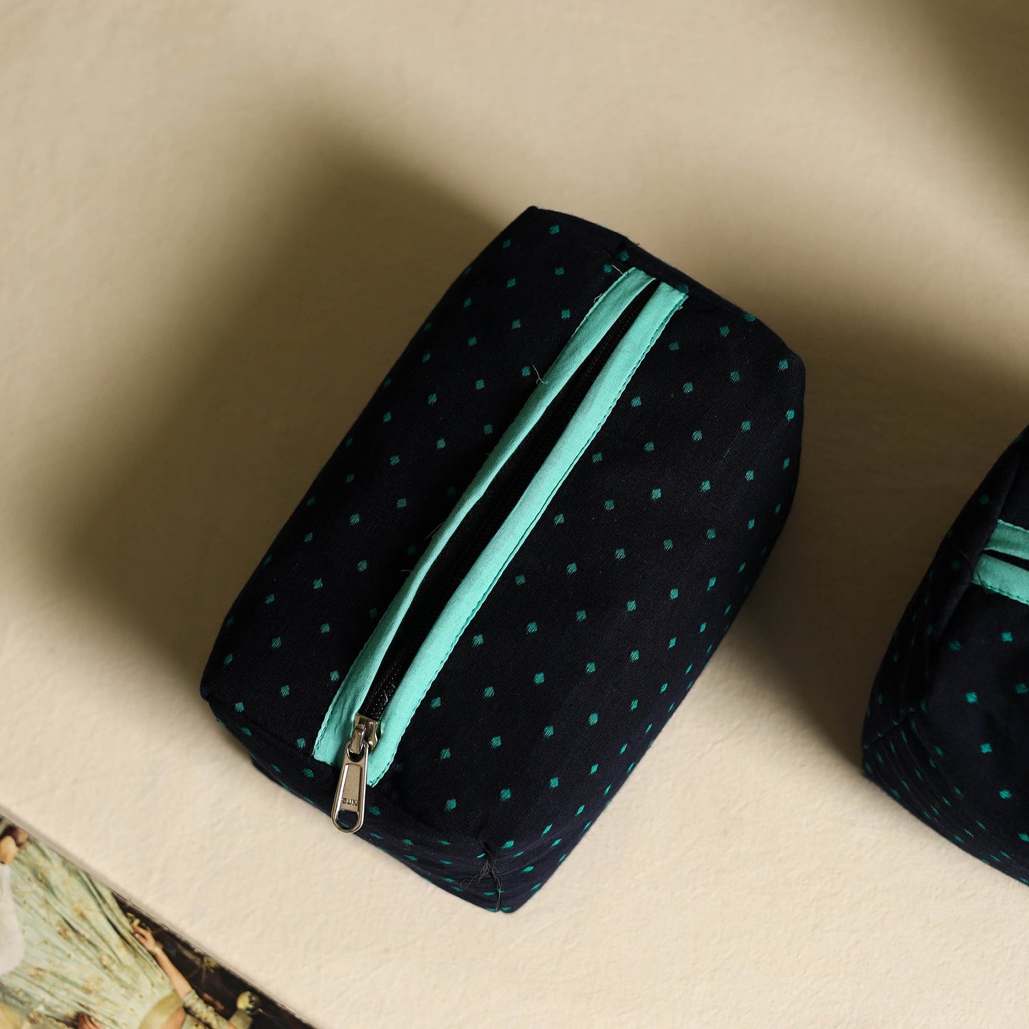 Blue Handmade Cotton Toiletry Bags (Set of 3)