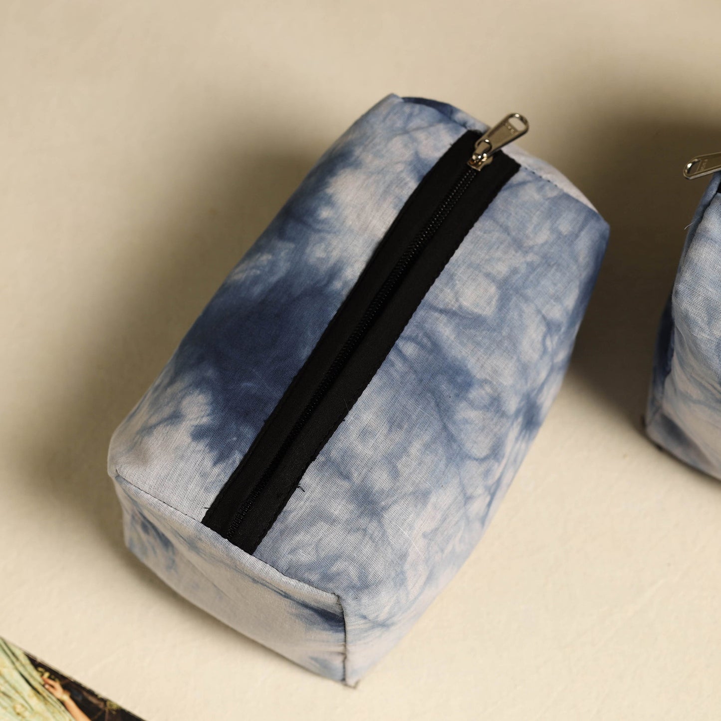 Blue Handmade Cotton Toiletry Bags (Set of 3)
