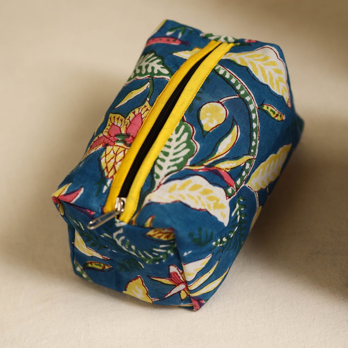 Blue Handmade Cotton Toiletry Bags (Set of 3)