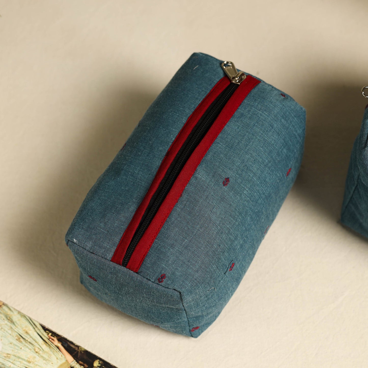 Blue Handmade Cotton Toiletry Bags (Set of 3)
