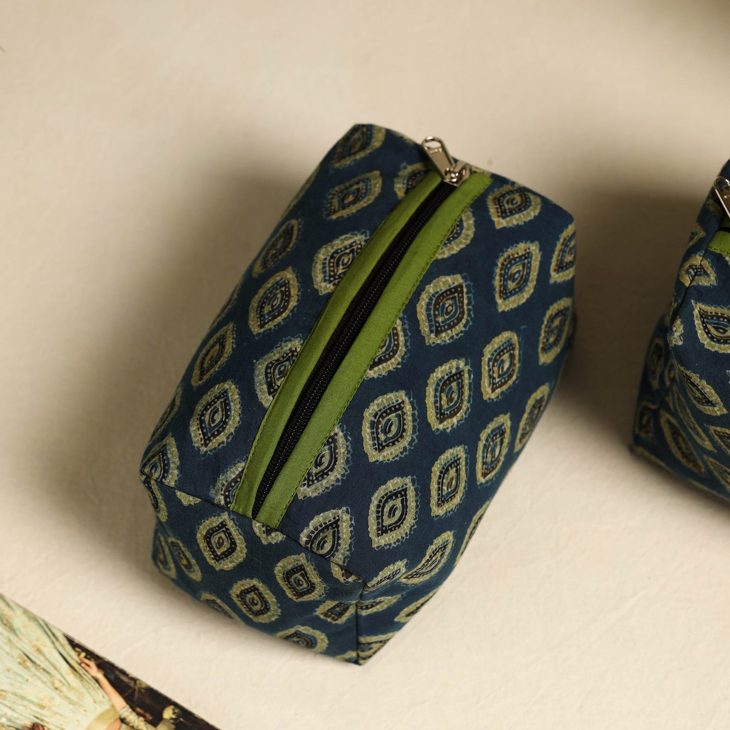 Blue Handmade Cotton Toiletry Bags (Set of 3)