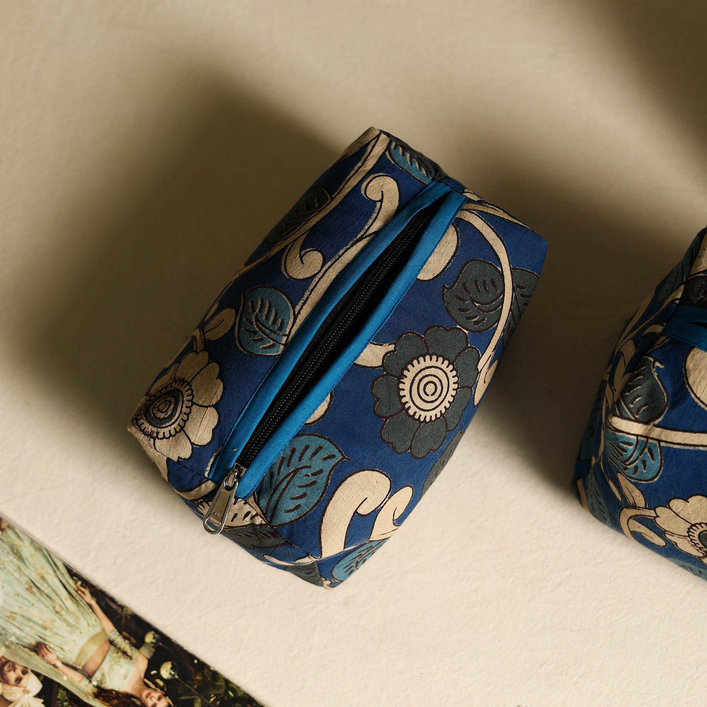 Blue Handmade Cotton Toiletry Bags (Set of 3)