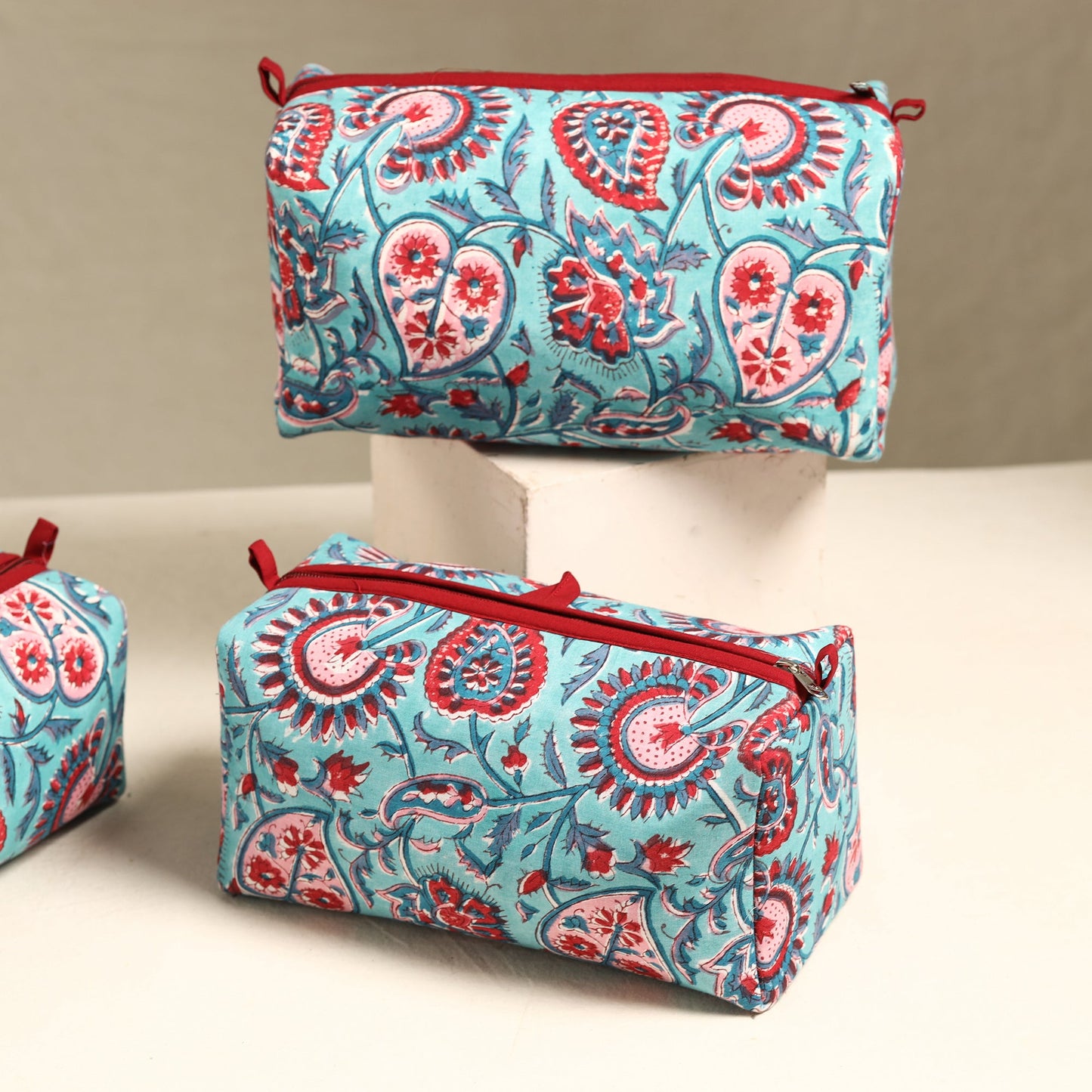 Blue Handmade Cotton Toiletry Bags (Set of 3) 51