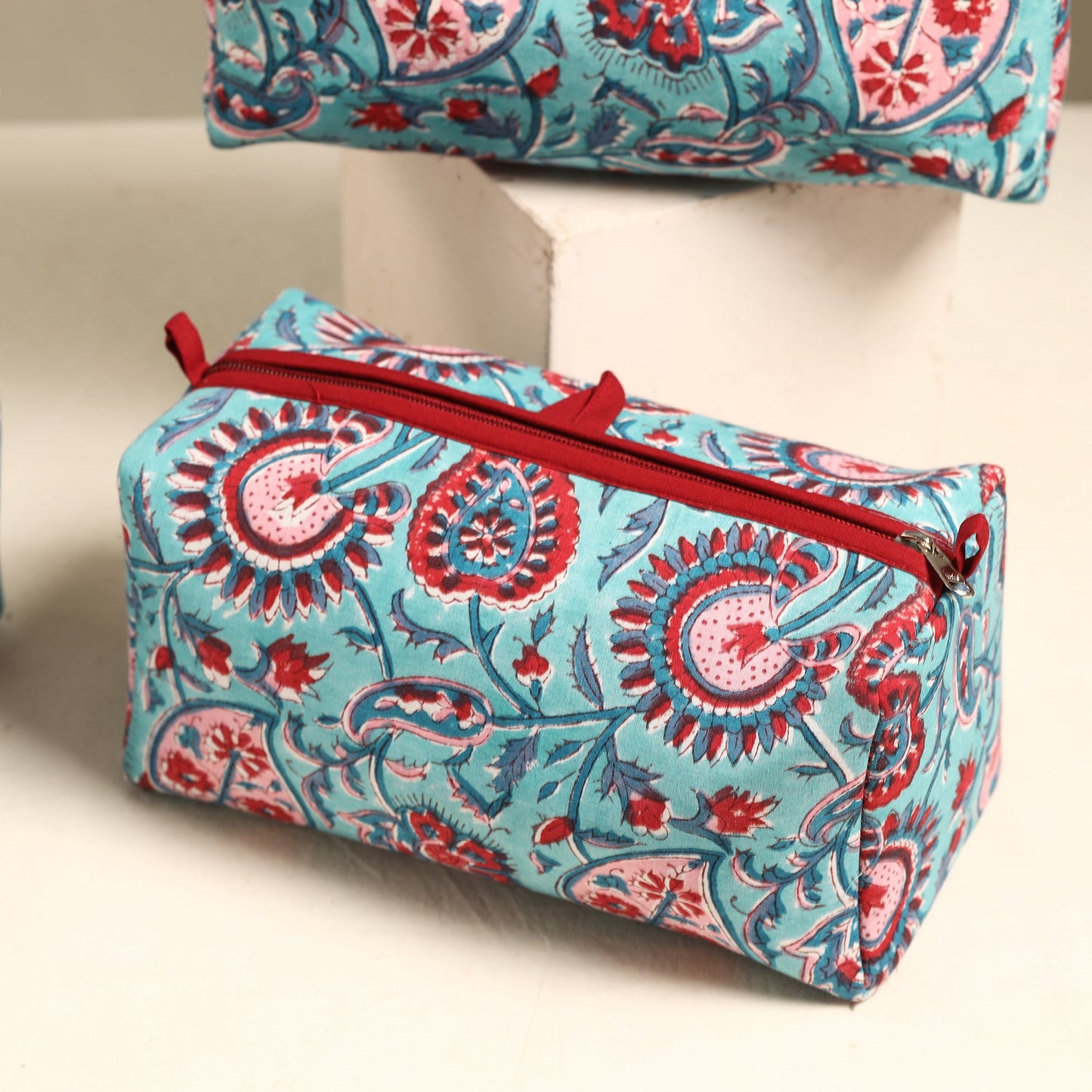 Blue Handmade Cotton Toiletry Bags (Set of 3) 51