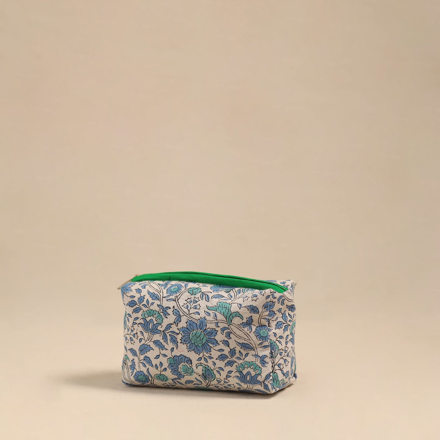 Blue Handmade Cotton Toiletry Pouch