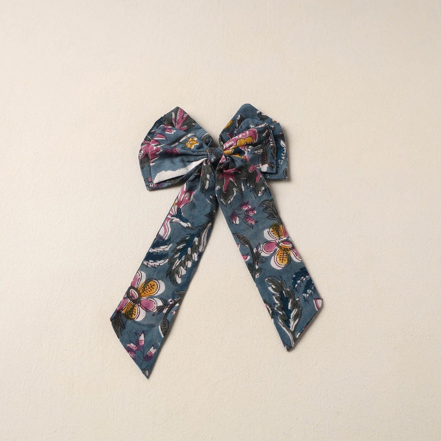 Blue Handmade Fabric Bow Hair Clip