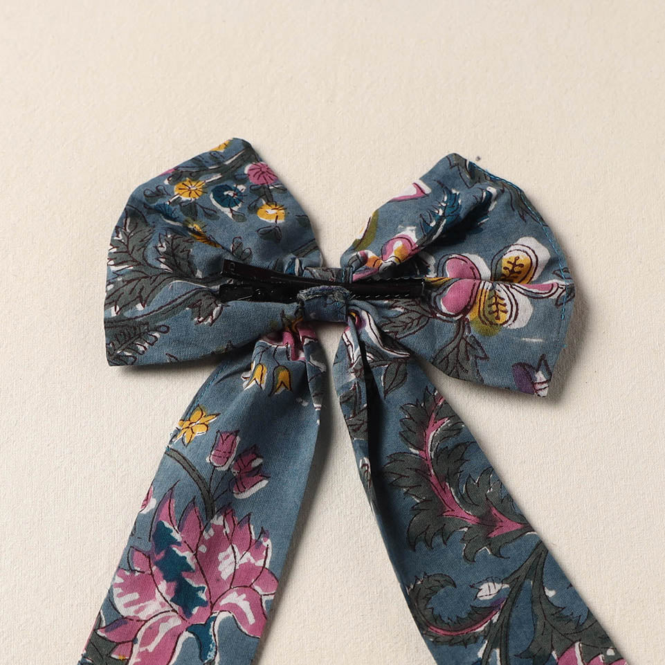 Blue Handmade Fabric Bow Hair Clip
