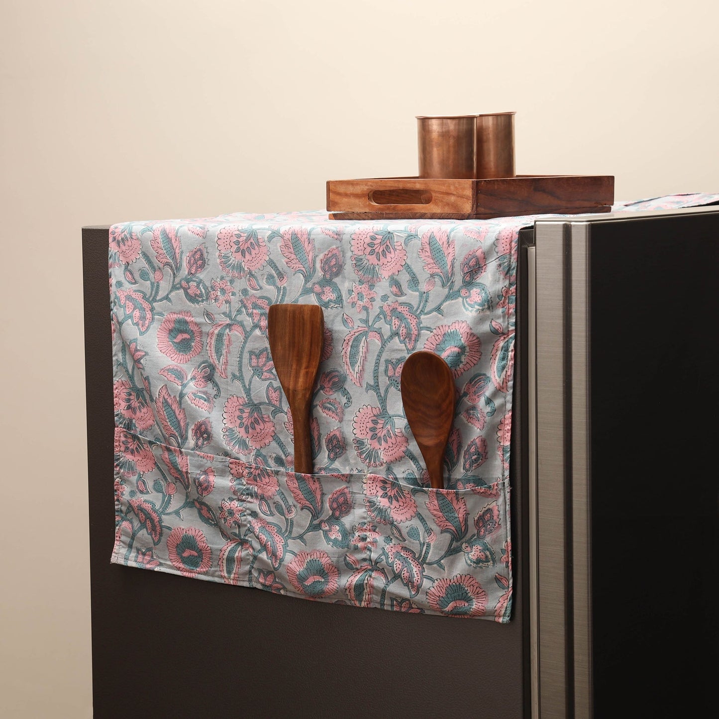 Handmade fridge top cover with multiple pockets 07