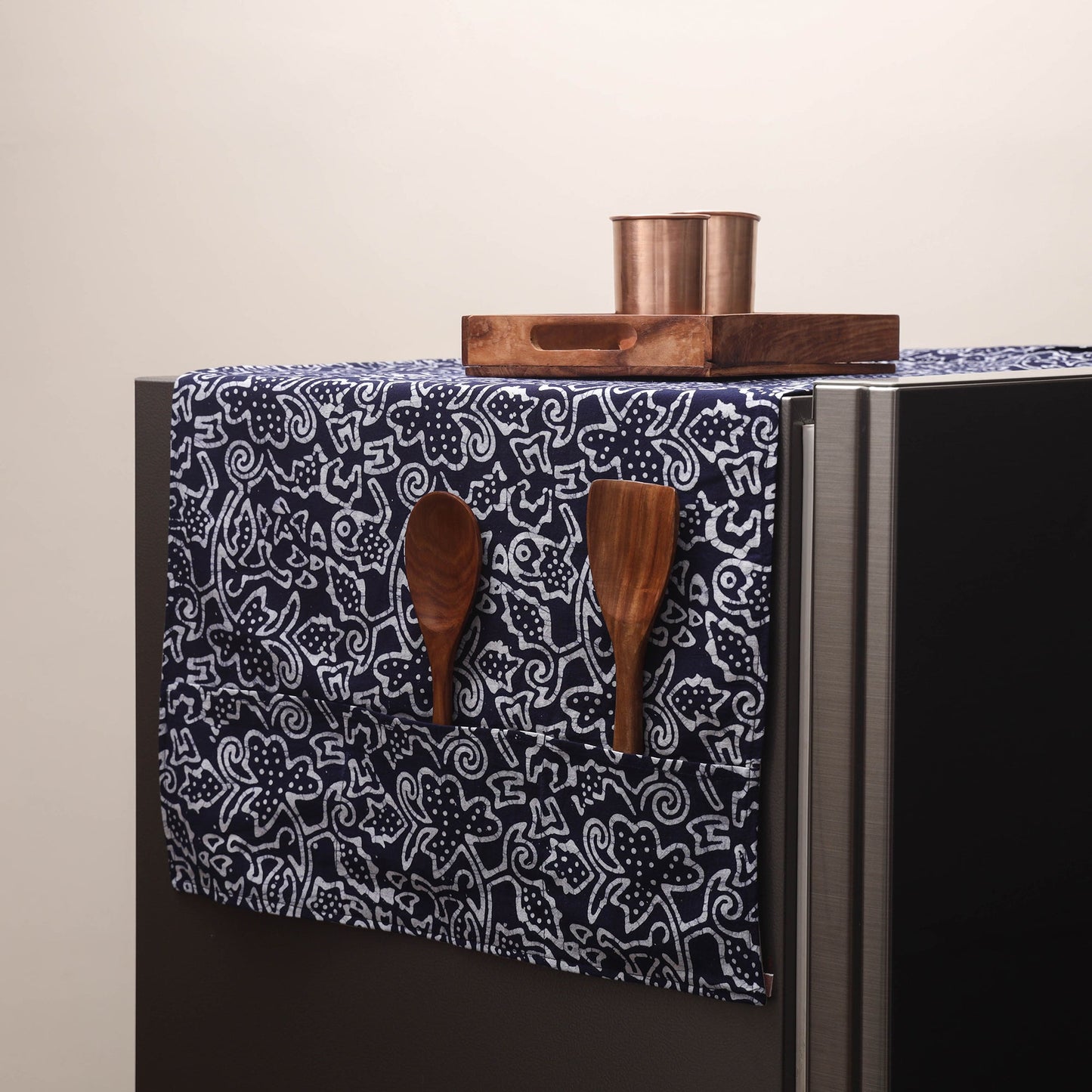 Handmade fridge top cover with multiple pockets 44